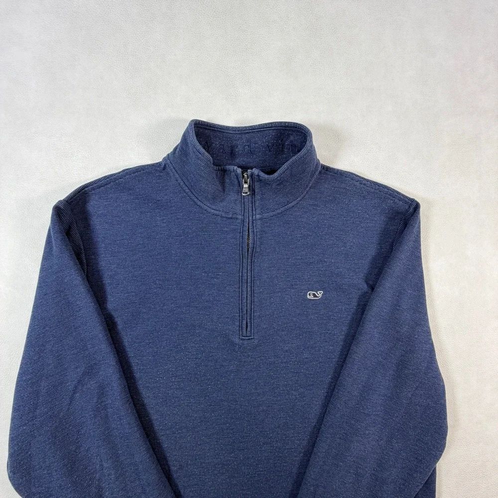 Vineyard‎ Vines Mens XL Quarter Zip Pullover Navy Blue Heathered Pique Sweater